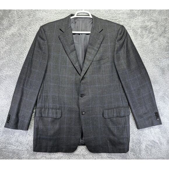 Ermenegildo Zegna Pure Cashmere Mens Blazer 46R 3 Button Sportscoat Gray Blue - Picture 1 of 11